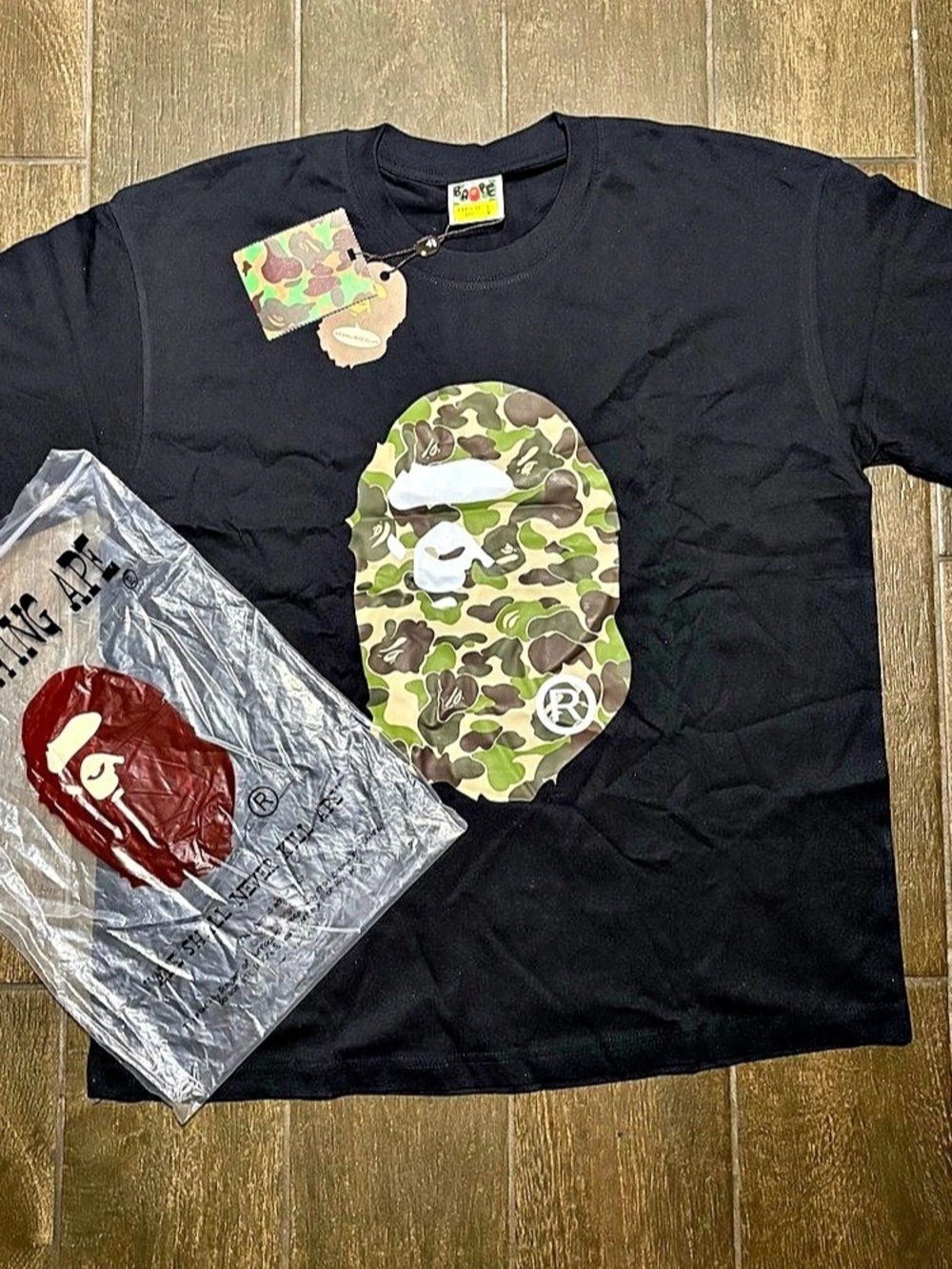 A Bathing Ape 1st Camo Big Ape Head Tee Black & Green Large
